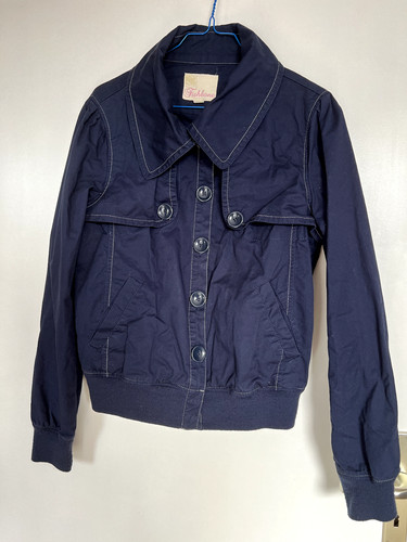 Blaue damenjacke aus - aus, baumwolle