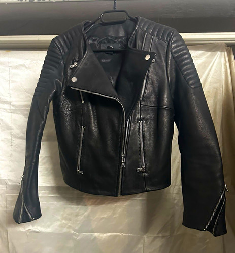 Damen lederjacke schwarz - h&m,